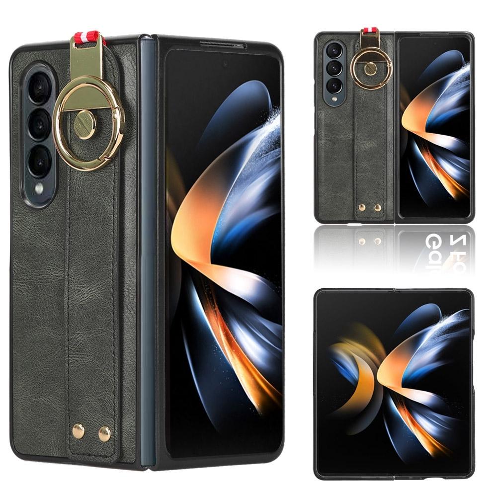 V562-D404419400ADE-202504292100-00 For Samsung Galaxy z Fold4 5G Leather Wristband Phone Case - Back Cover - Green - Image 1