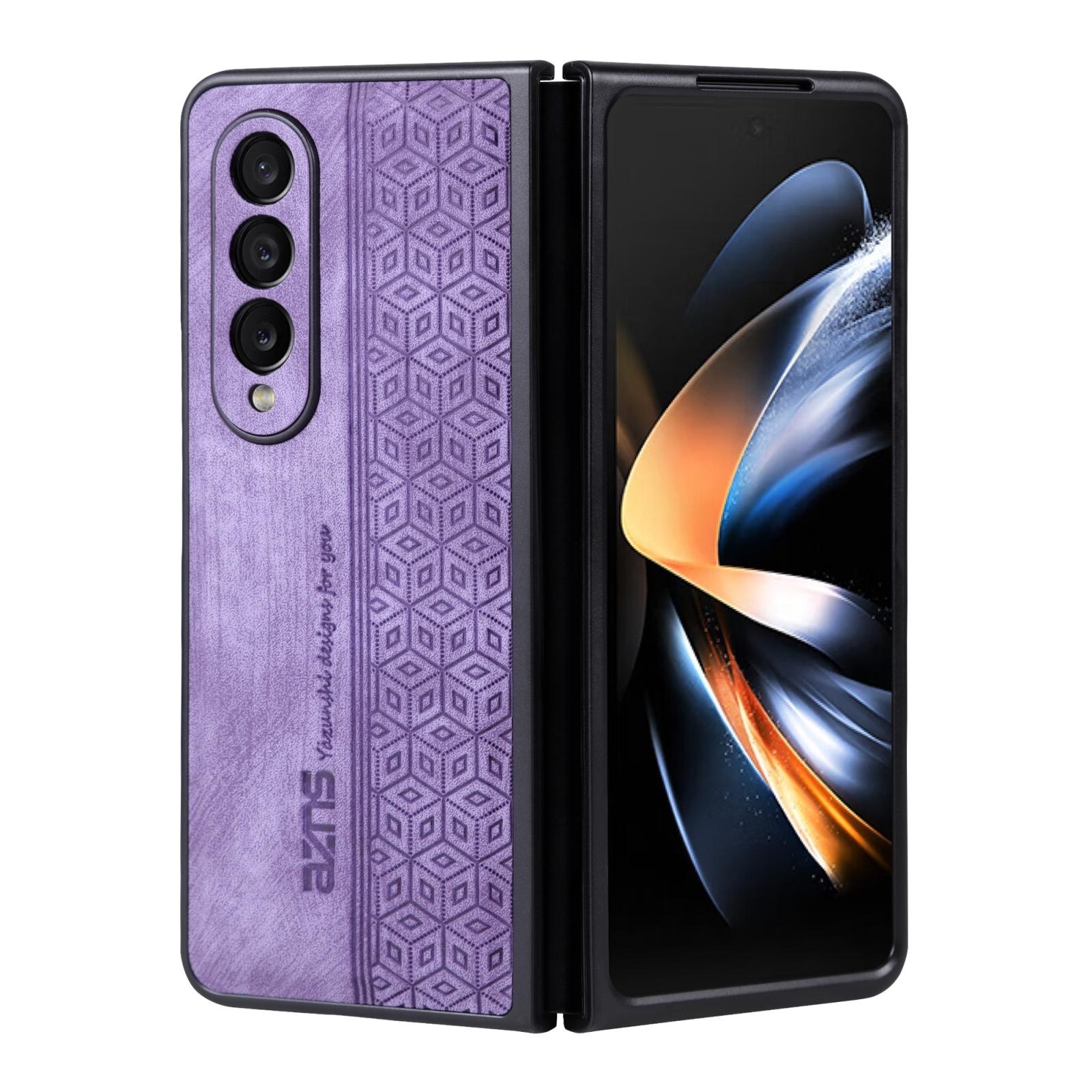 V562-D919067300ADE-202504292042-00 For Samsung Galaxy z Fold4 5G Embossed 3d Skin Texture Phone Case - Sleek Design - Purple - Image 1