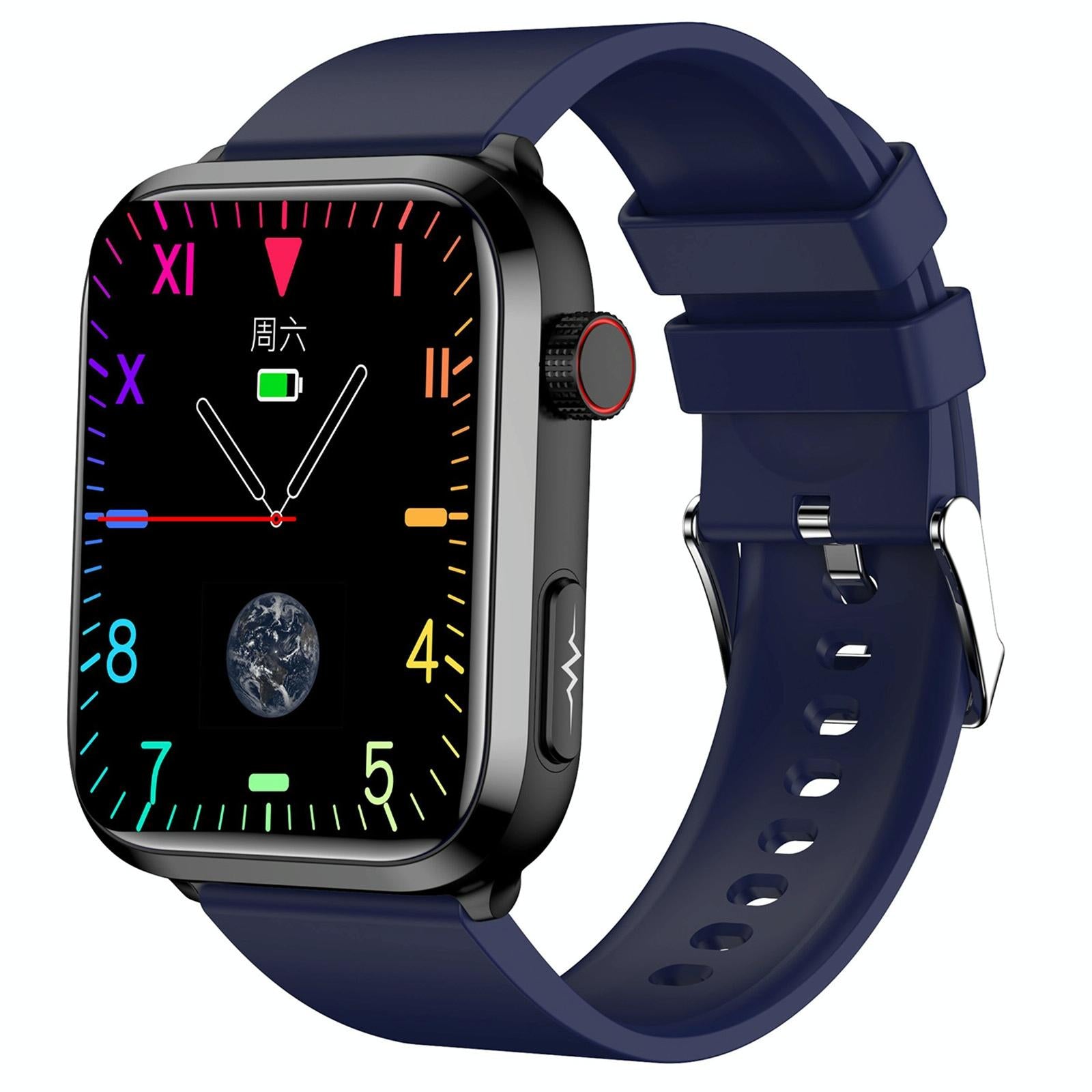 V562-D9678AC-202504251841-00 1.91 Inch Ips Screen Ip67 Waterproof Silicone Band Smart Watch Support Body Temperature Monitoring / Ecg - Dark Blue - Image 1