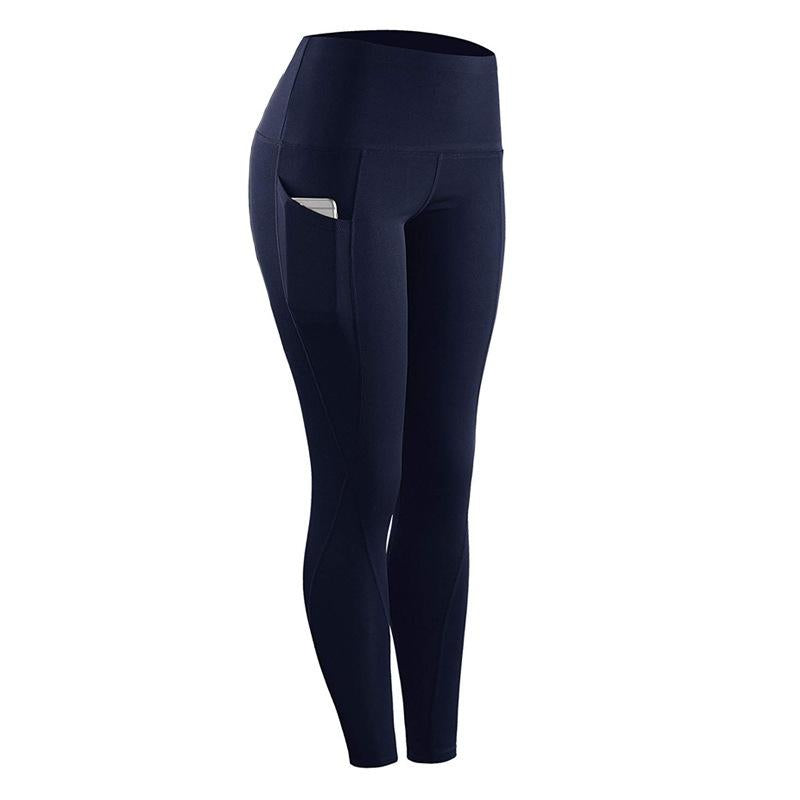V562-E1006975140DBT-202503262007-00 High Waist Slim Sports Leggings Women Tight Sportswear Size S - Navy Blue - Image 1