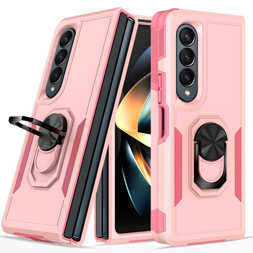 V562-E104869300ADE-226193-00 For Samsung Galaxy Z Fold4 5G Tpu Shockproof Case With Ring - 2 In 1 Design - Pink - Image 1