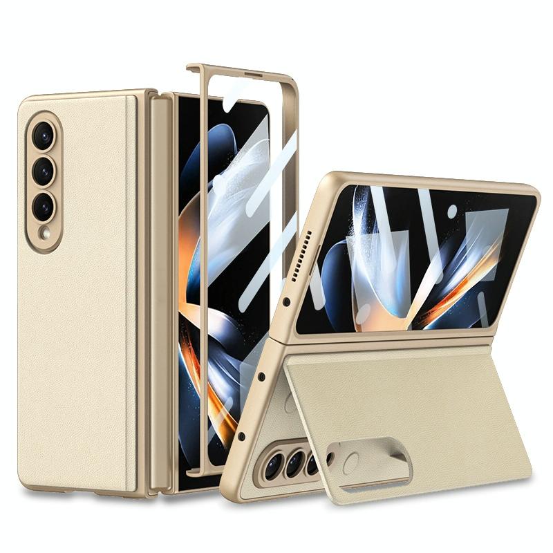 V562-E104947300ADE-202503211506-00 For Samsung Galaxy Z Fold4 5G Foldable Leather Case With Stand - Ultra Thin - Champagne Gold - Image 1