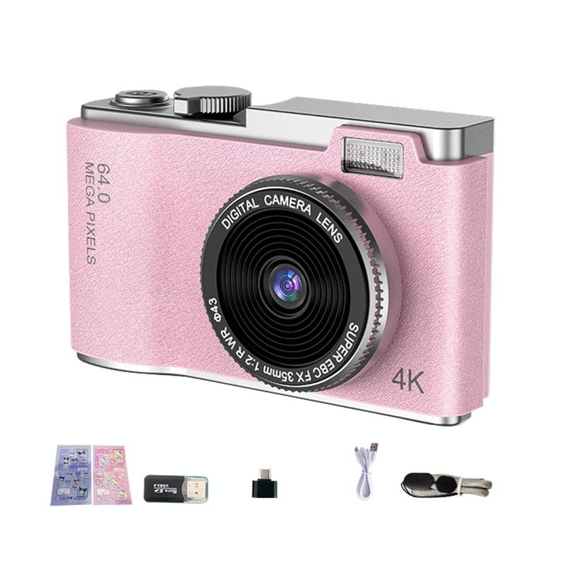 V562-E106586600ADE-221786-00 Retro Kids Camera With Dual-Lens 4K Hd Ccd - 2.4 Inch - Pink - Image 1