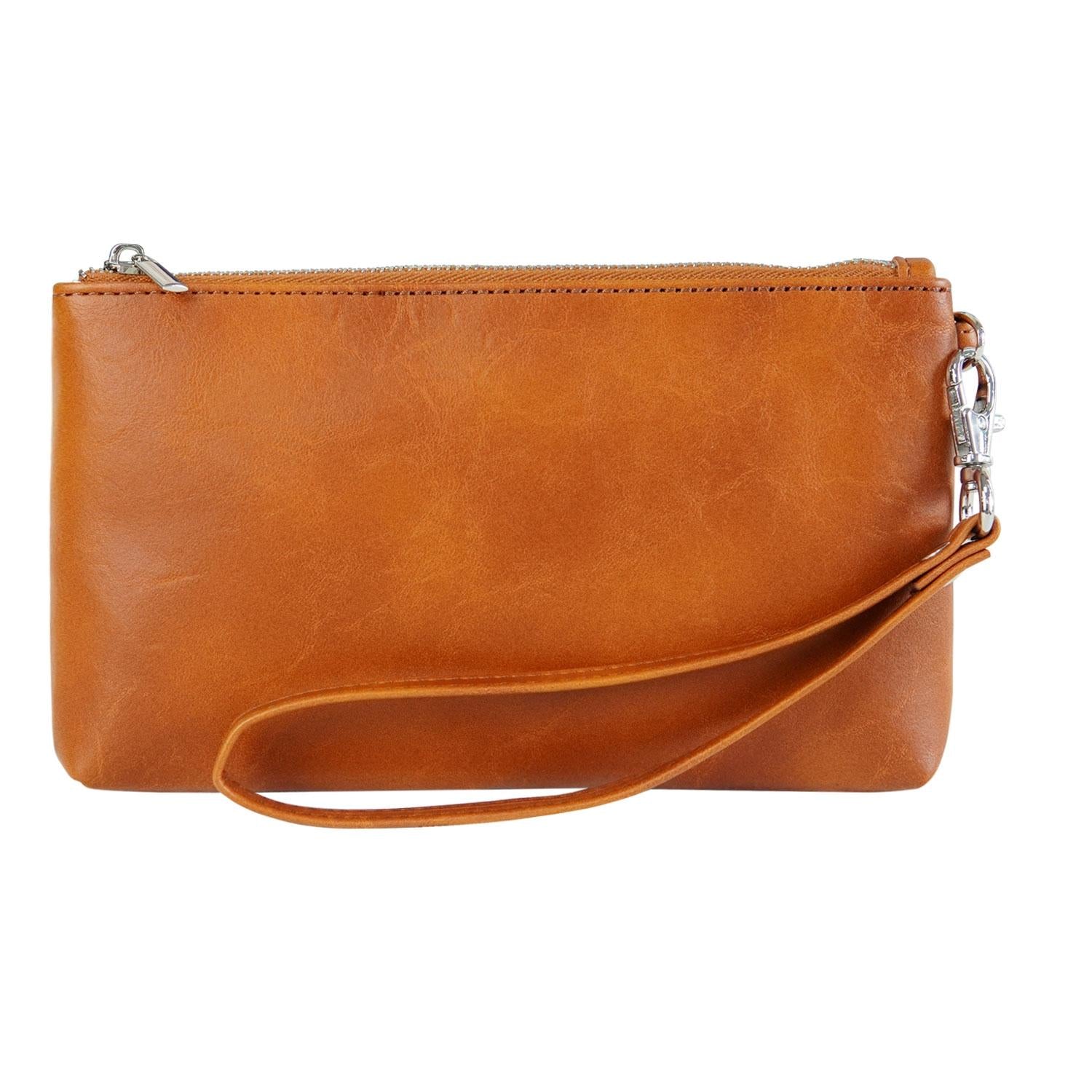 V562-E106987400ADE-202502271830-00 Retro Leather Clutch Bag with Zipper - 6 Inch - Brown - Image 1