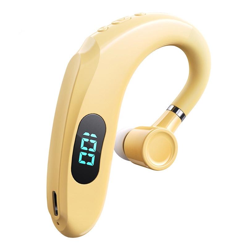 V562-E1077161060DBT-202505261806-00 Wireless Bluetooth Earhook Earphones with Digital Display - Business Sports - Yellow - Image 1