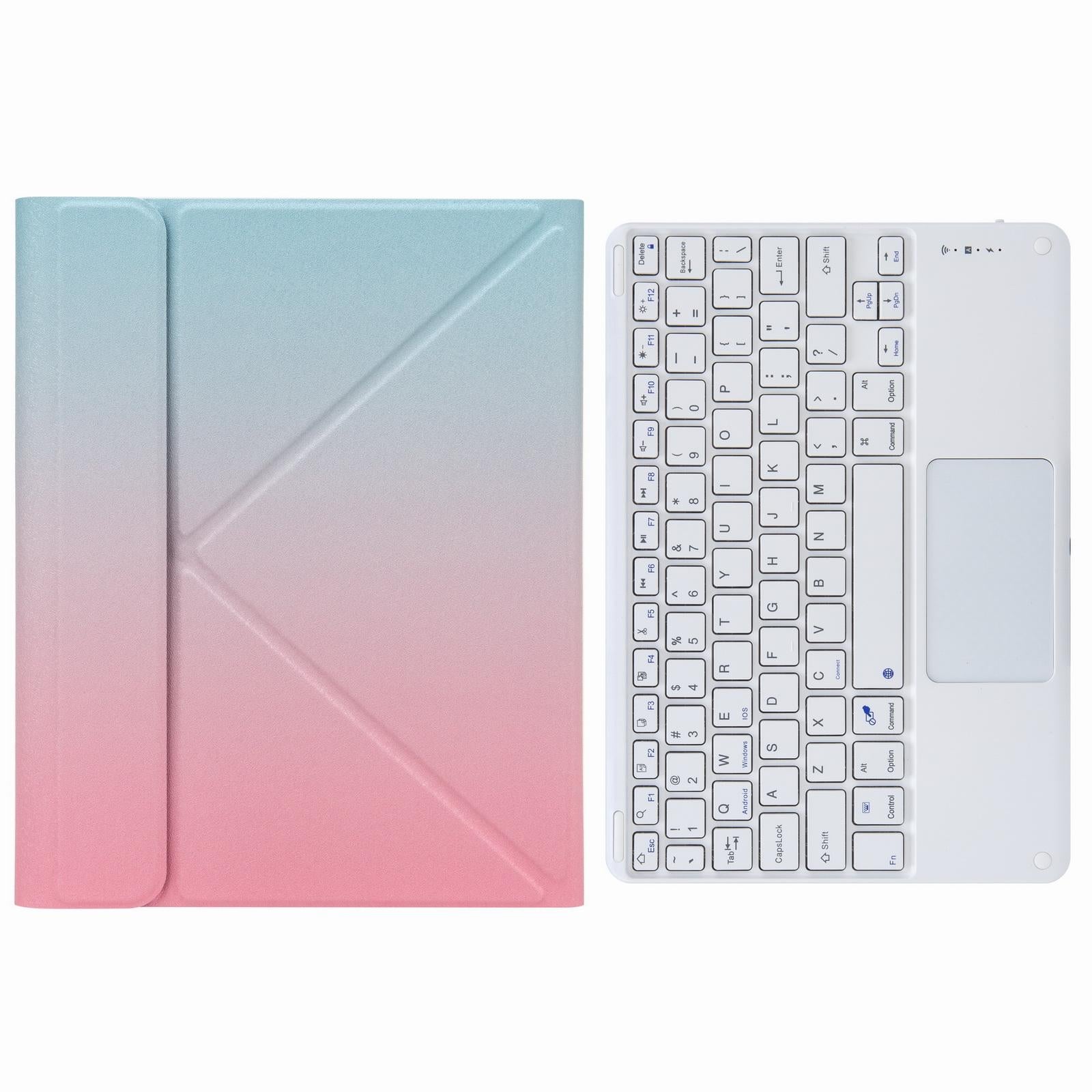 V562-E108954200ADE-202504292010-00 Bluetooth Keyboard Leather Case For Ipad 10.2 / Pro 10.5 - Three-Fold Holder - Pink Blue - Image 1