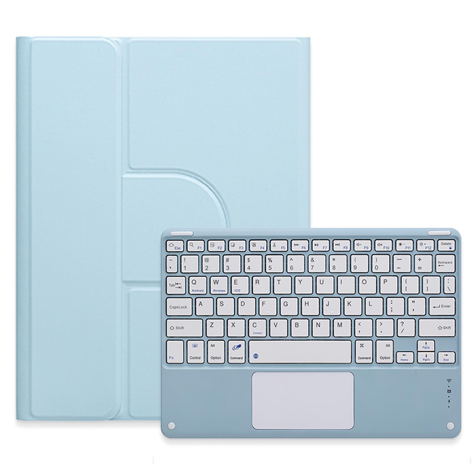V562-E109430500ADE-202504291945-00 360 Degree Rotatable Bluetooth Keyboard Leather Case With Touchpad - Square Button - Sky Blue - For Ipad 10.2 2021 / Air 2019 - Image 1