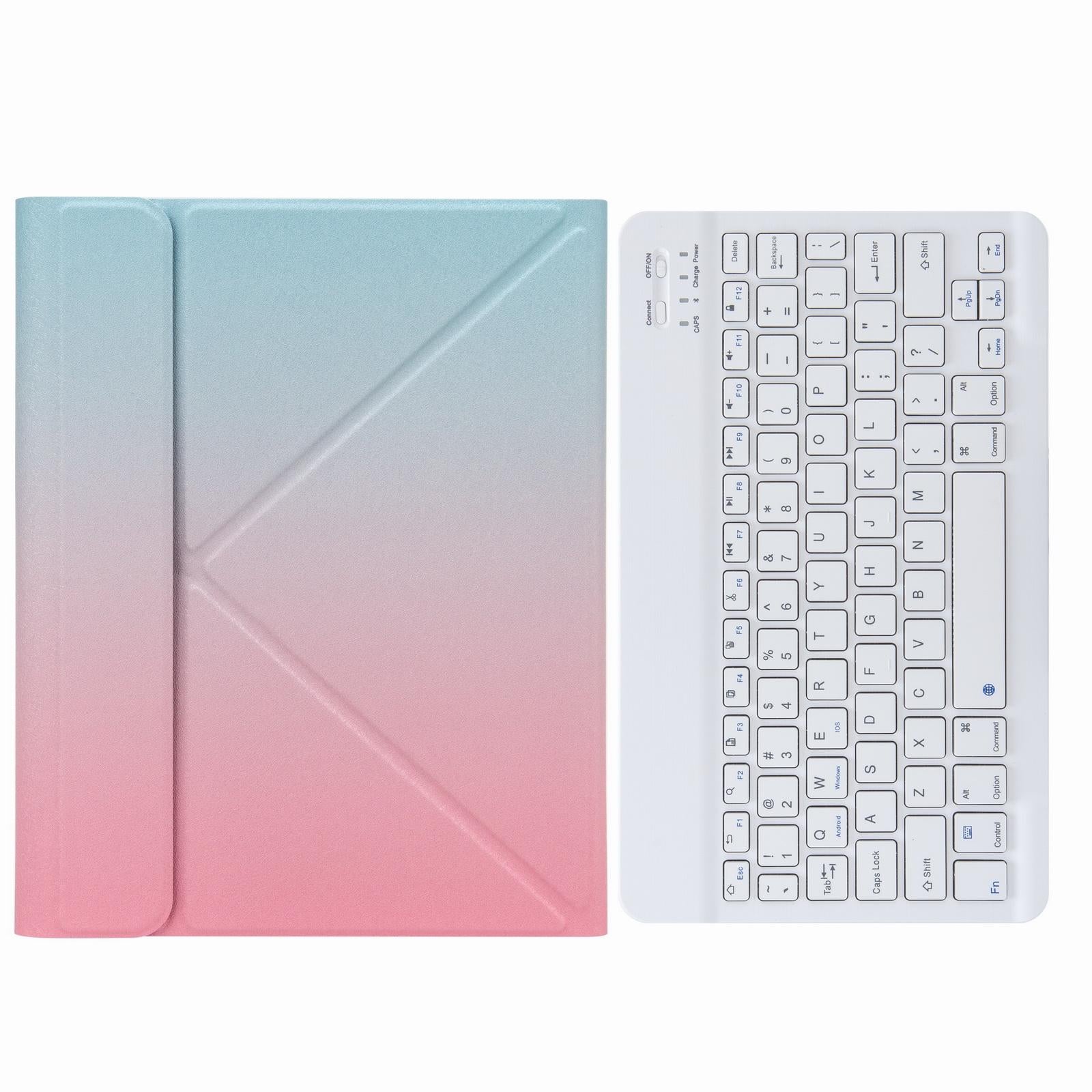 V562-E202164200ADE-202504291931-00 Leather Case With Bluetooth Keyboard For Ipad 9.7 2018 & 2017 - Three-Fold Holder - Pink Blue - Image 1