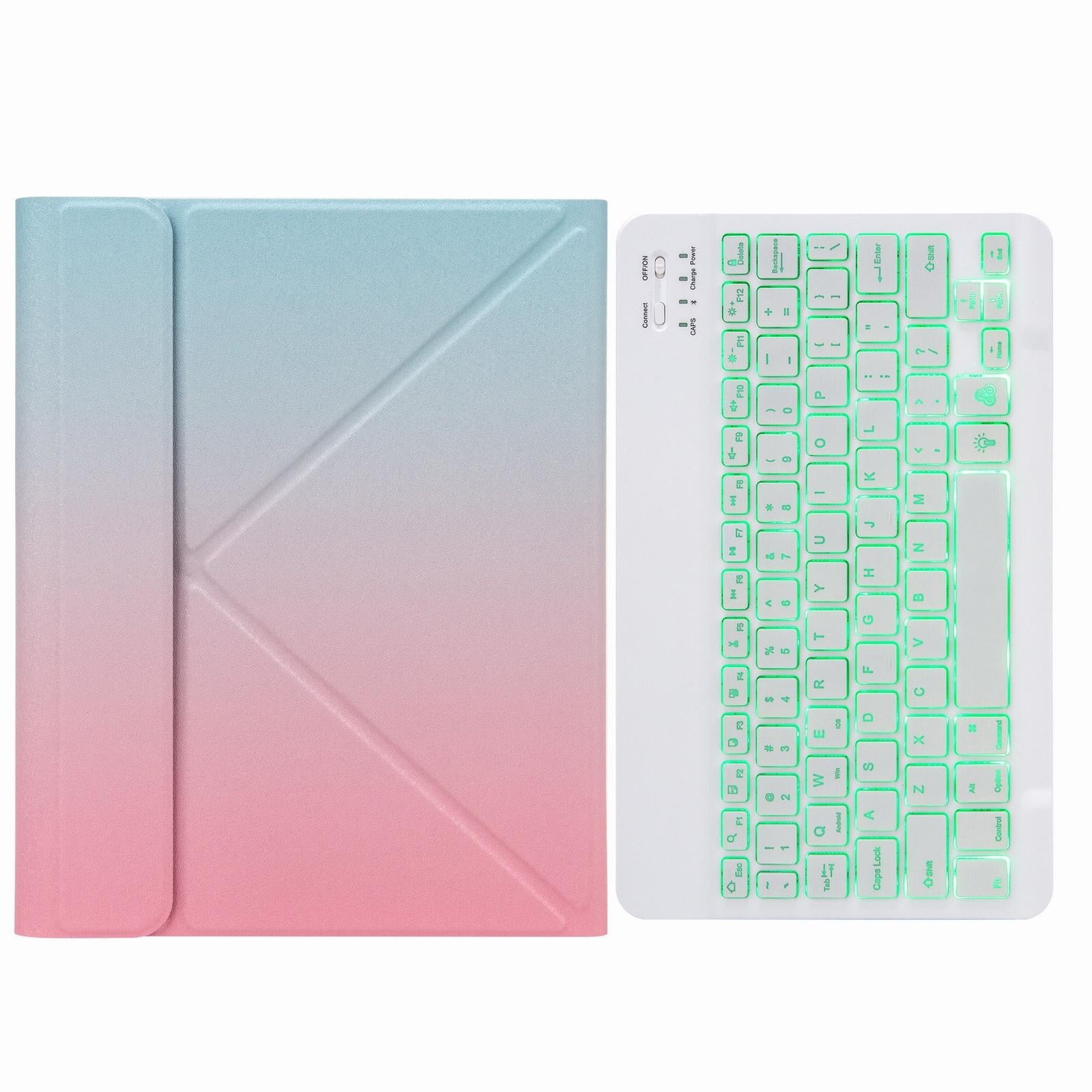 V562-E304064200ADE-202504292013-00 Bluetooth Keyboard Leather Case For Ipad Pro 11 With Three-Fold Holder & Backlight - Pink Blue - Image 1