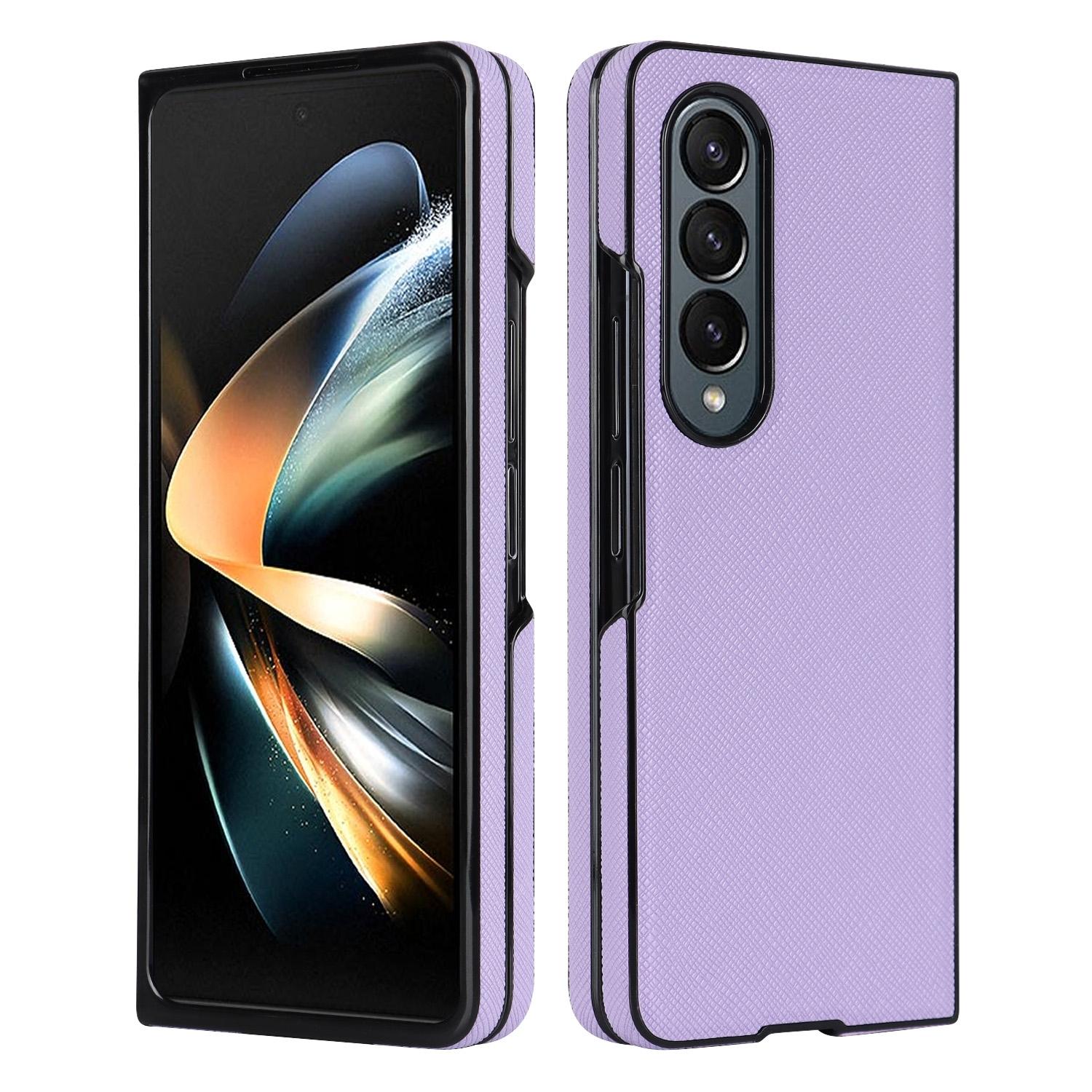 V562-E306672600ADE-202505061646-00 For Samsung Galaxy Z Fold4 5G Foldable Cross Pattern Phone Case - Compact Design - Purple - Image 1