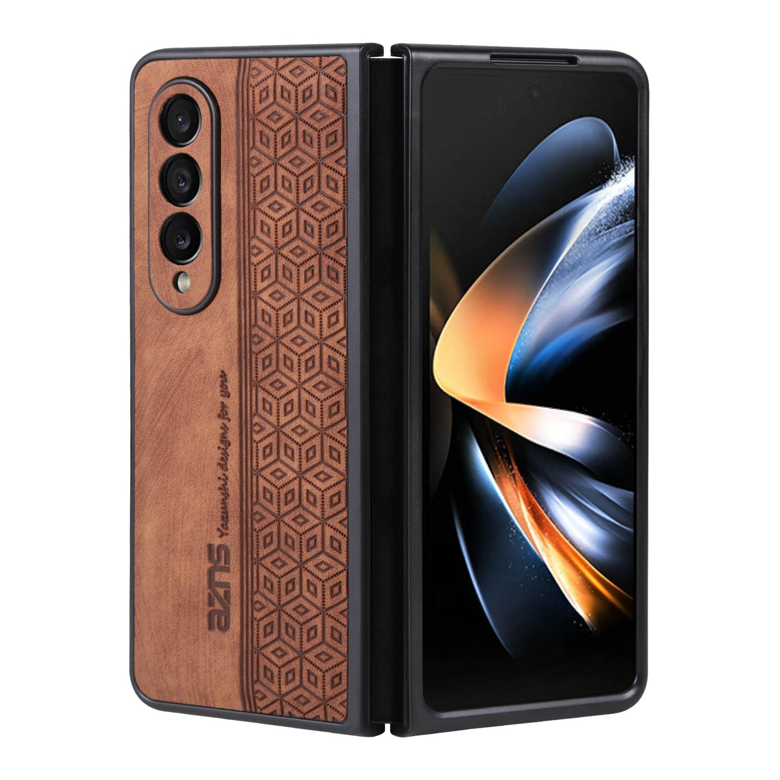 V562-E919067300ADE-202504292042-00 For Samsung Galaxy z Fold4 5G Embossed 3d Skin Texture Phone Case - Sleek Design - Brown - Image 1