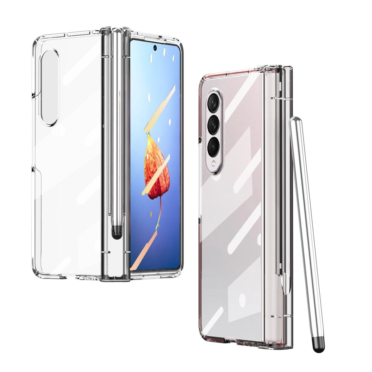 V562-F101803300ADE-202505291310-00 For Samsung Galaxy Z Fold4 5G Case With Pen Slot - Electroplated Full Body - Transparent - Image 1