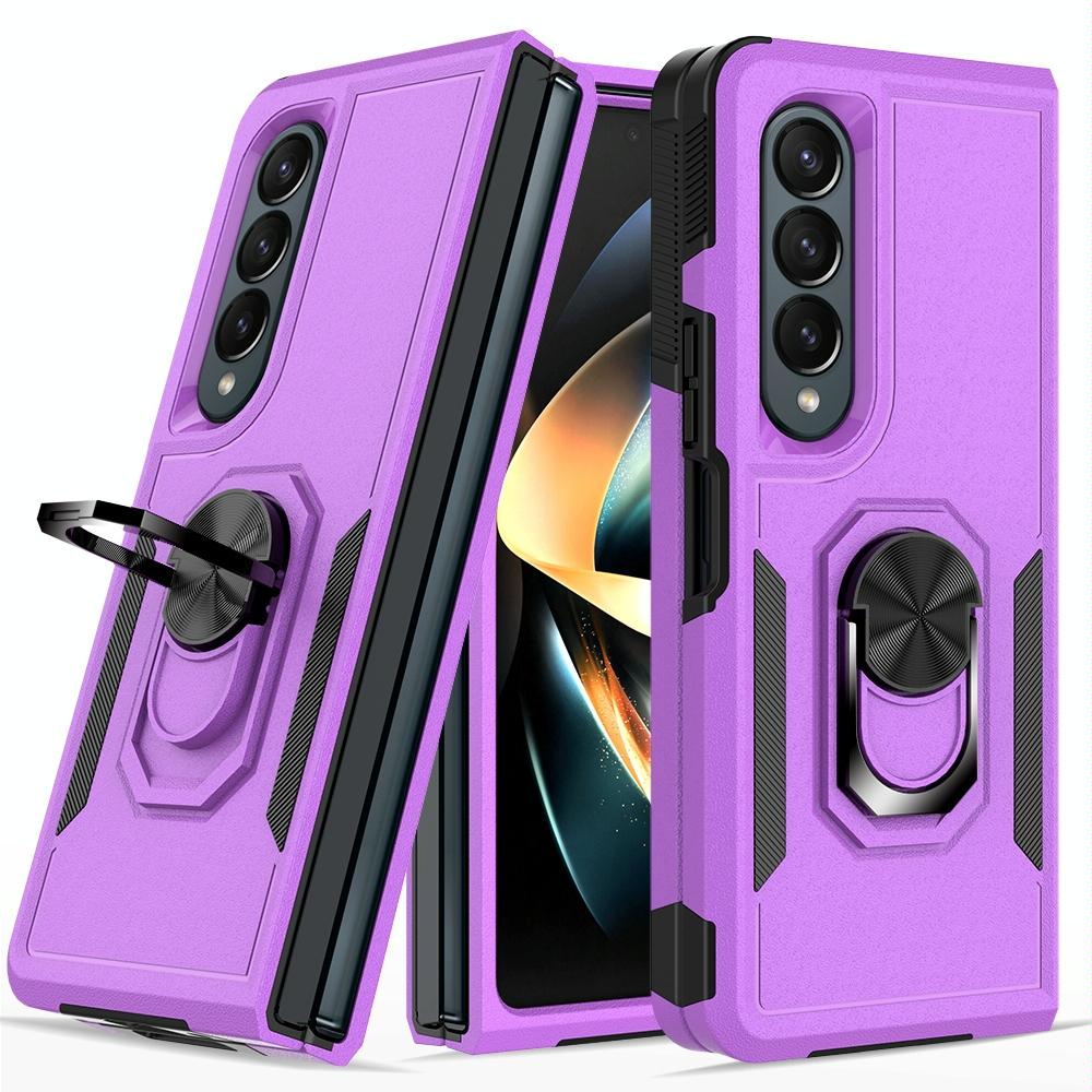 V562-F104869300ADE-226190-00 For Samsung Galaxy Z Fold4 5G Tpu Shockproof Case With Ring - 2 In 1 Design - Purple - Image 1