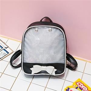 V562-F108553940DBT-202503041825-00 Mini Clear Kids Backpack with Bow - Perfect for School - Black - Image 1