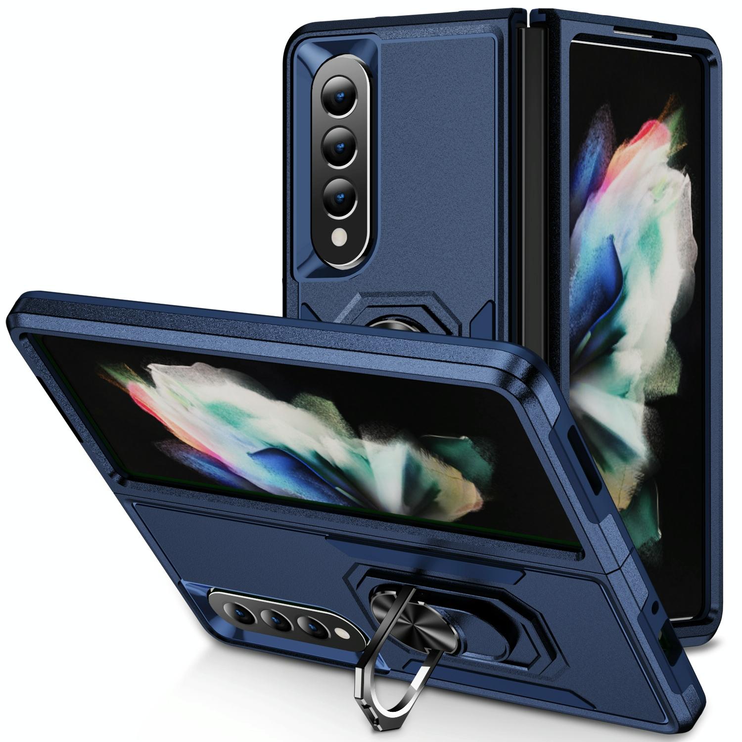 V562-F109154300ADE-202505291226-00 For Samsung Galaxy Z Fold4 5G Shockproof Case With Holder - Pc Tpu - Blue - Image 1