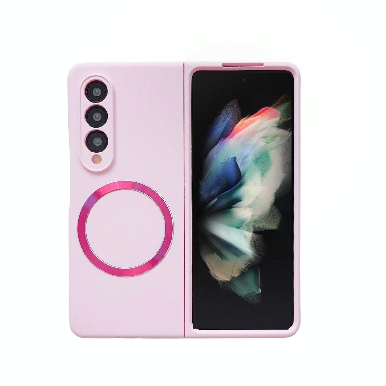 V562-F202670400ADE-202505291310-00 For Samsung Galaxy Z Fold4 5G Magnetic Skin Case - Magsafe - Pink - Image 1