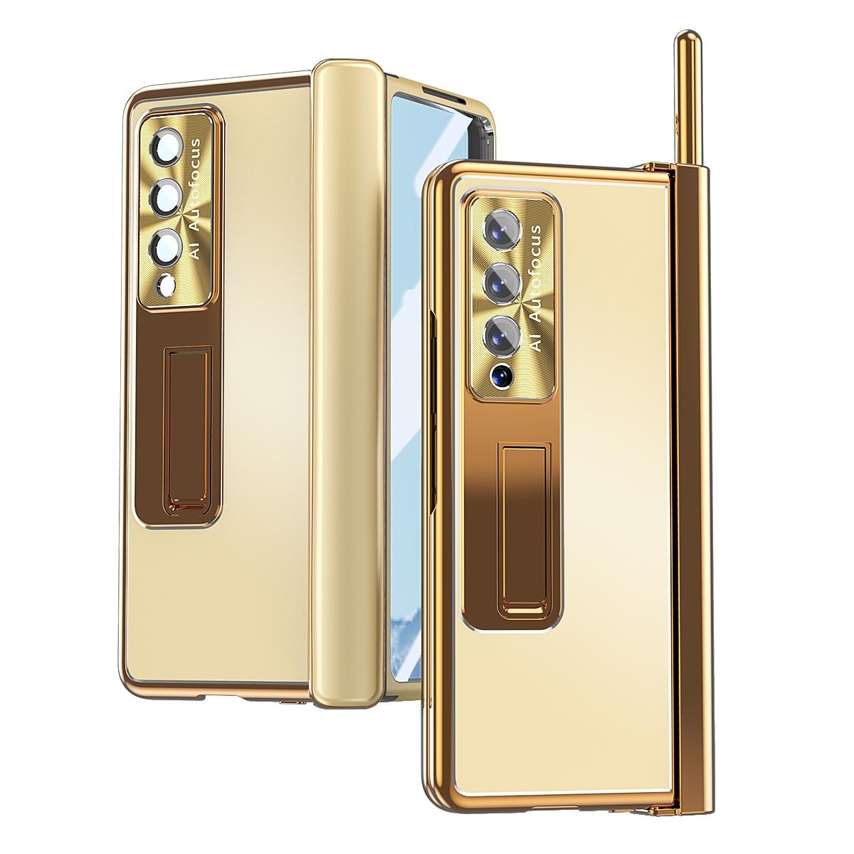 V562-F202863300ADE-202503211305-00 For Samsung Galaxy Z Fold4 5G Shockproof Aluminum Double Hinge Case - Champagne Gold - Image 1