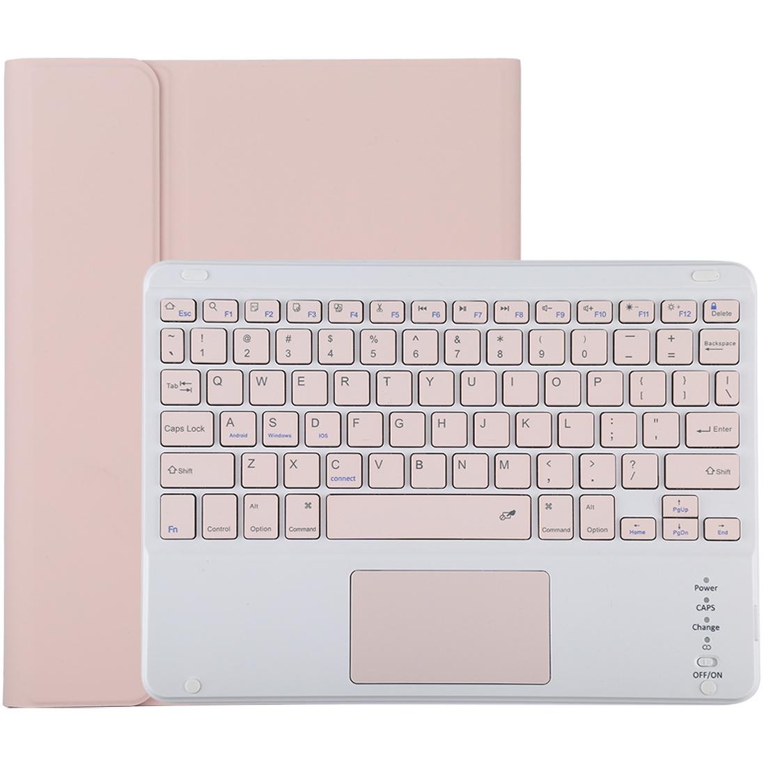 V562-F5065ORPI-202504291917-00 Bluetooth Keyboard & Tablet Case For Ipad 10.2 / Ipad Air 2019 - Detachable Touch Pad Pen Slot Holder - Pink Leather - Pink - Image 1
