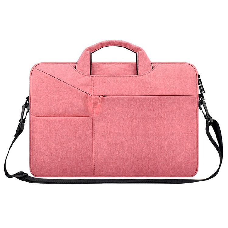 V562-F8025BL-202502281825-00 14.1 Inch Laptop Handbag With Hidden Strap And Suitcase Belt - Waterproof And Tear-Resistant - Pink - Image 1