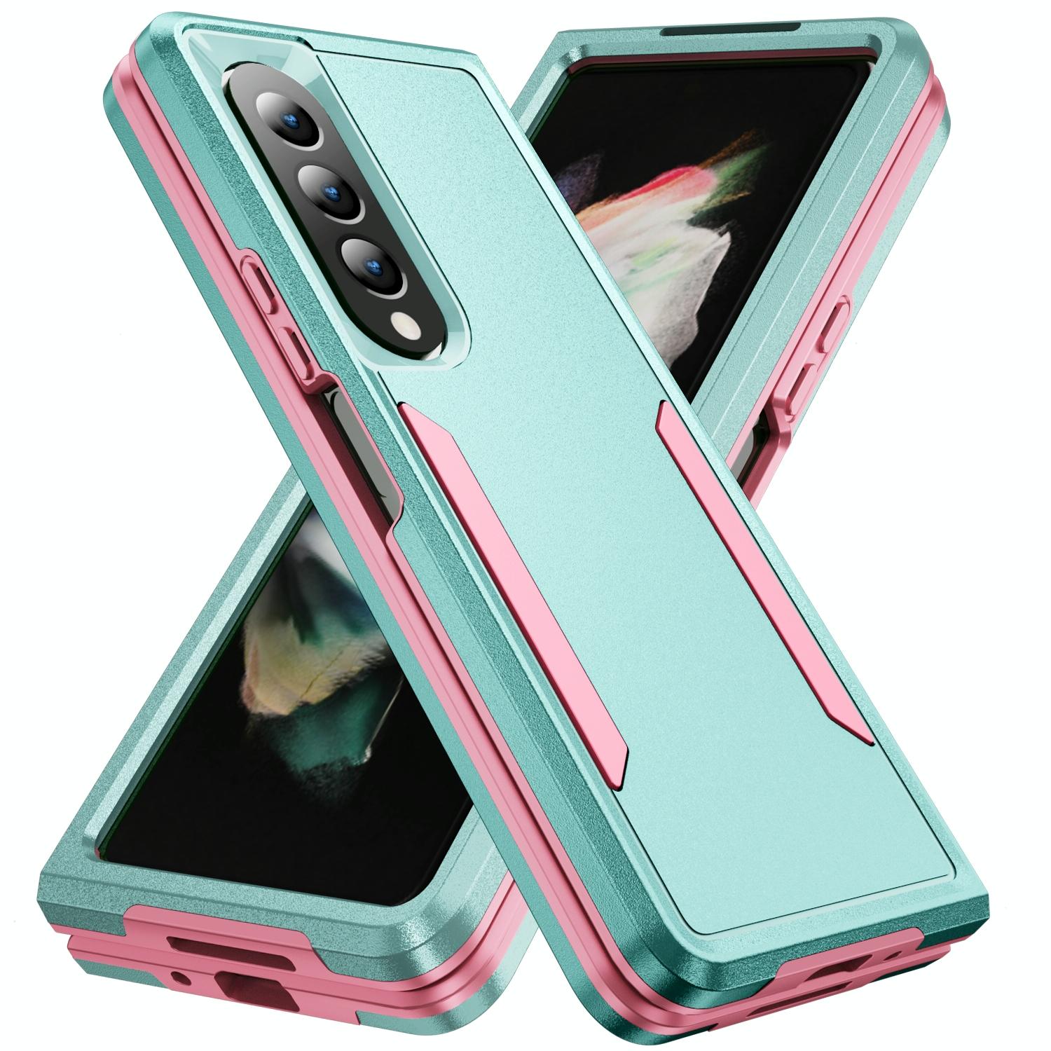 V562-G100254300ADE-202505291337-00 For Samsung Galaxy Z Fold4 5G Shockproof Pc Tpu Case - Green + Pink - Image 1