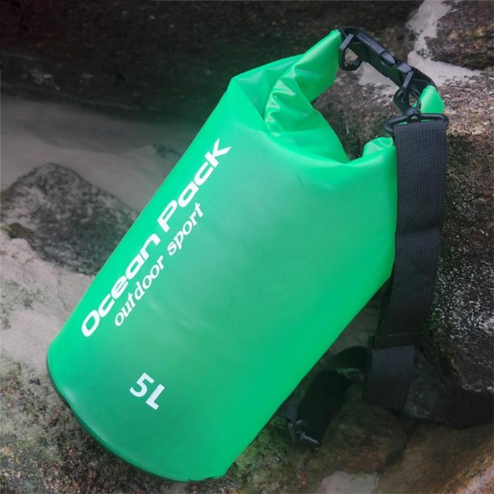 V562-G5685GO-202503032030-00 Waterproof Single Shoulder Dry Bag Outdoor Pvc Barrel Dry Sack Capacity Under 50L - Green - Image 1