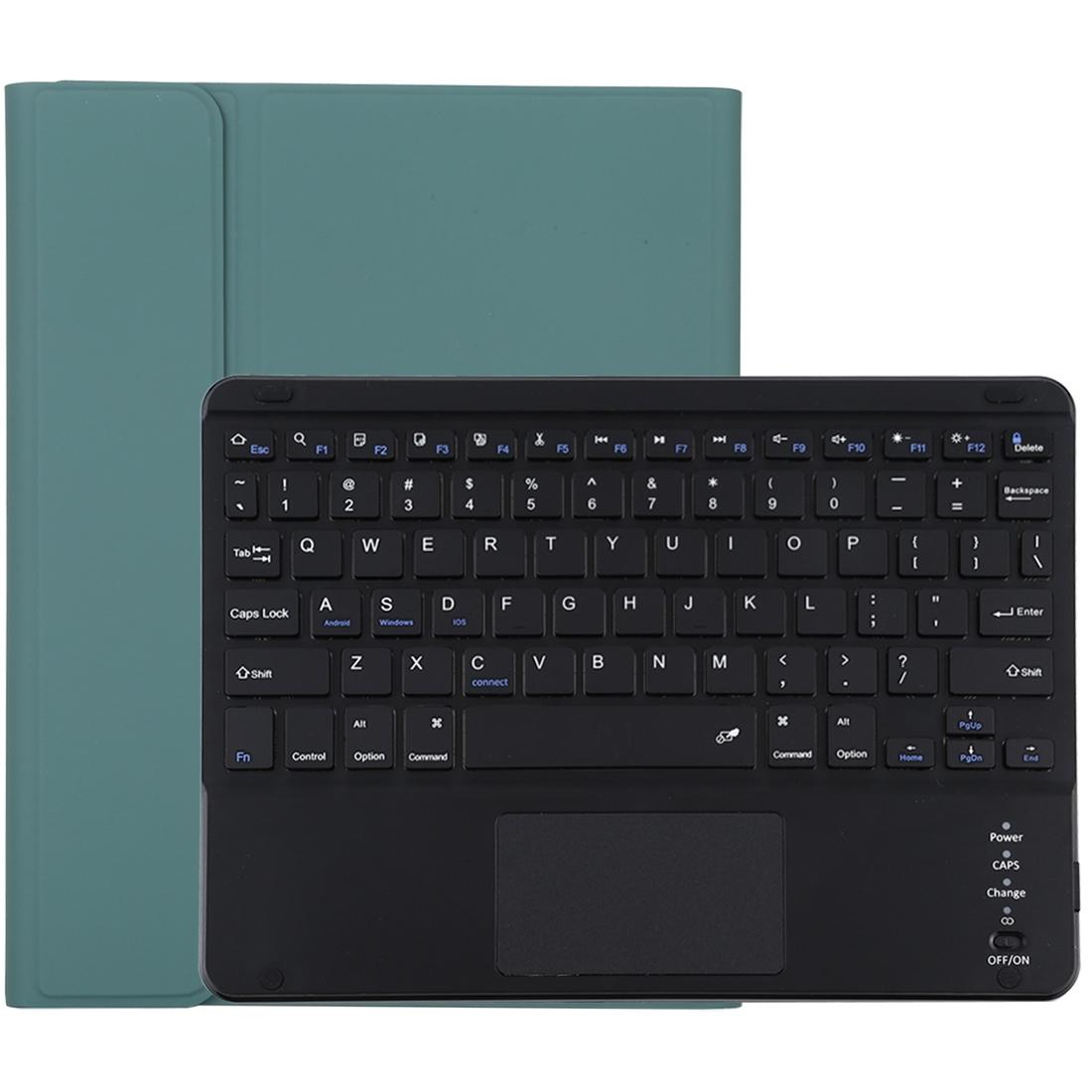 V562-GD7165ORPI-202504291921-00 Bluetooth Keyboard & Tablet Case For Ipad Air 2020 - Detachable Touch Pad Pen Slot Microfiber Leather - Dark Green - Image 1