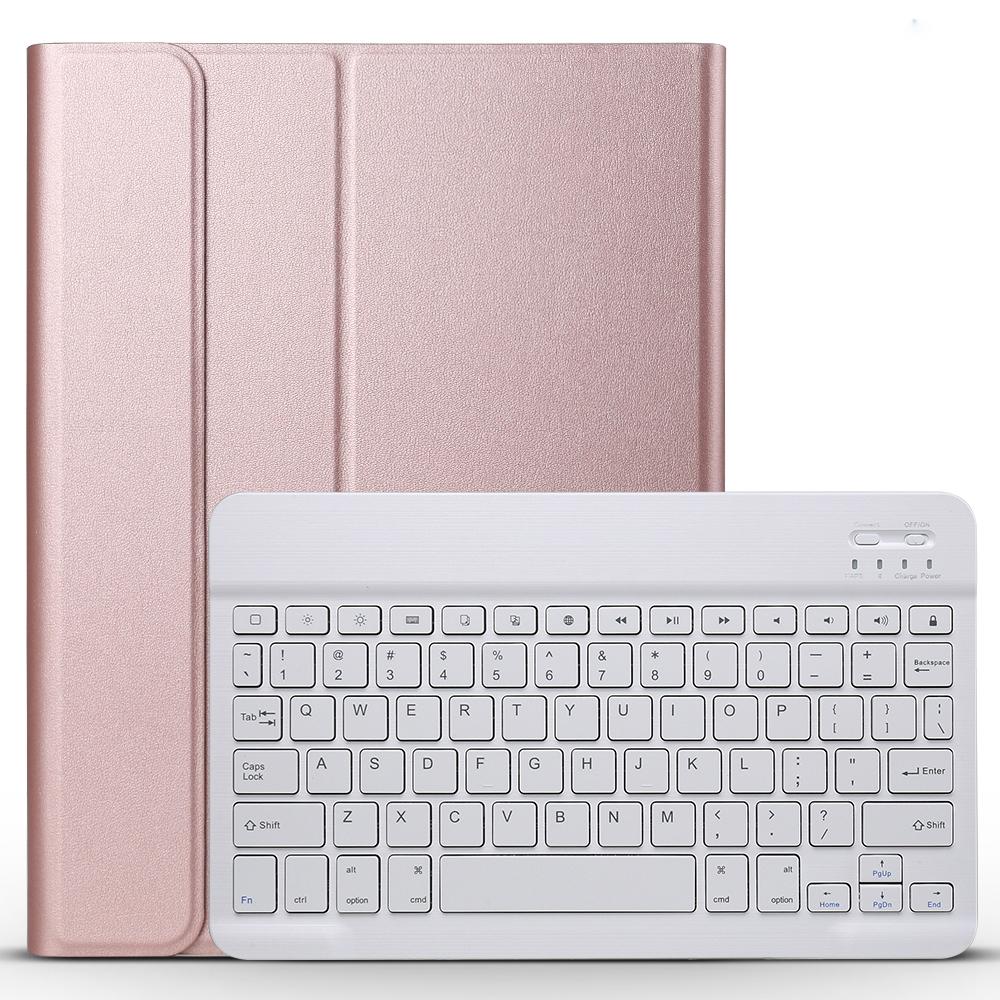 V562-GR1523ORPI-202504291915-00 Bluetooth Keyboard & Leather Tablet Case For Ipad Pro 11 Detachable Brushed Texture Horizontal Flip Holder - Rose Gold - Image 1