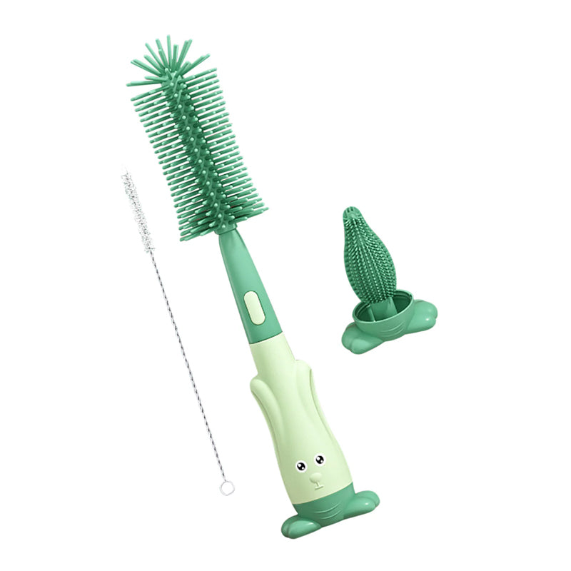 V562-GU23-J413GREEN-202503280142-00 Vibe Geeks 3 in 1 Silicone Bottle and Teat Cleaning Brush - Green - Image 1
