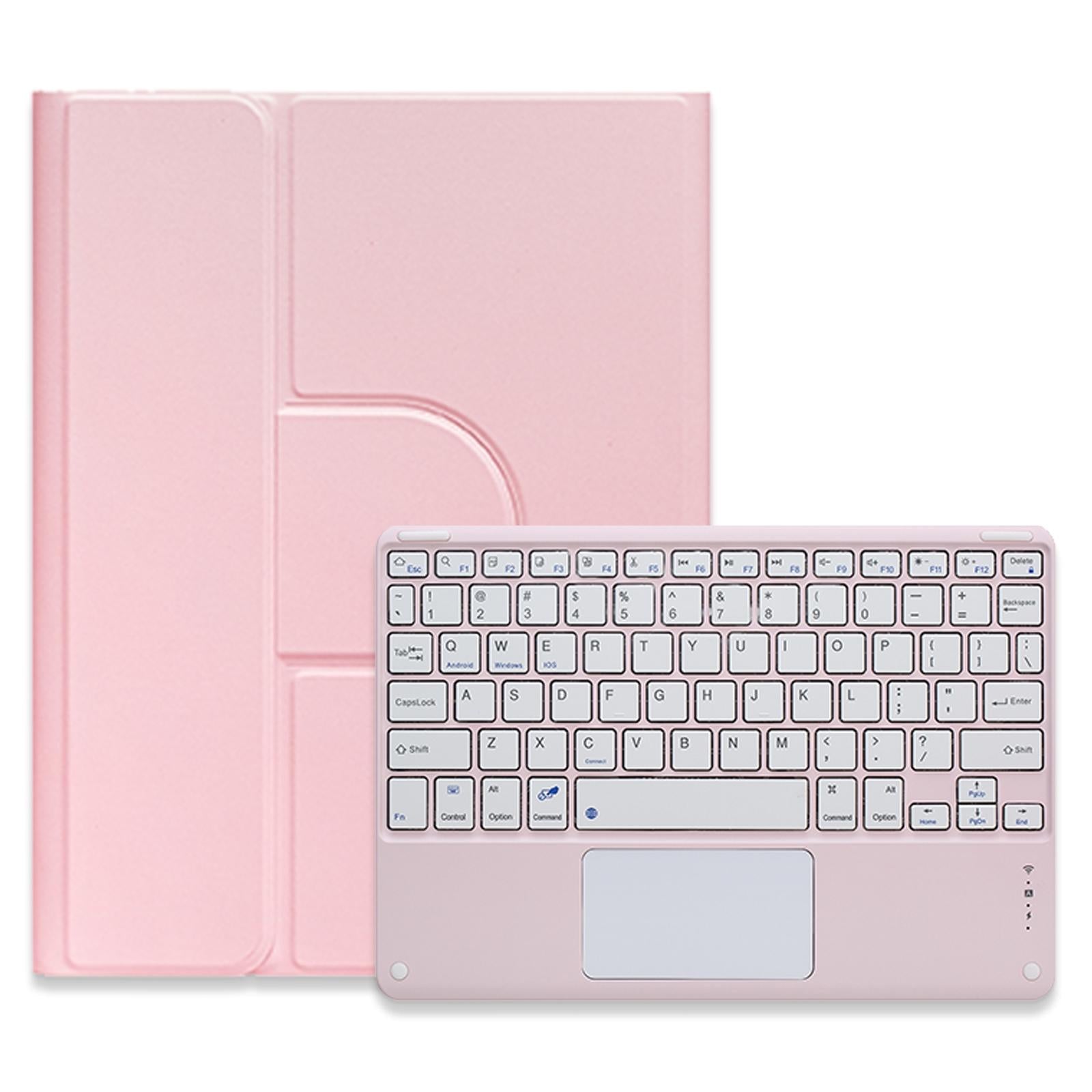 V562-H109430500ADE-202504291946-00 360 Degree Rotatable Bluetooth Keyboard Leather Case With Touchpad - Square Button - Pink - For Ipad 10.2 2021 / Air 2019 - Image 1