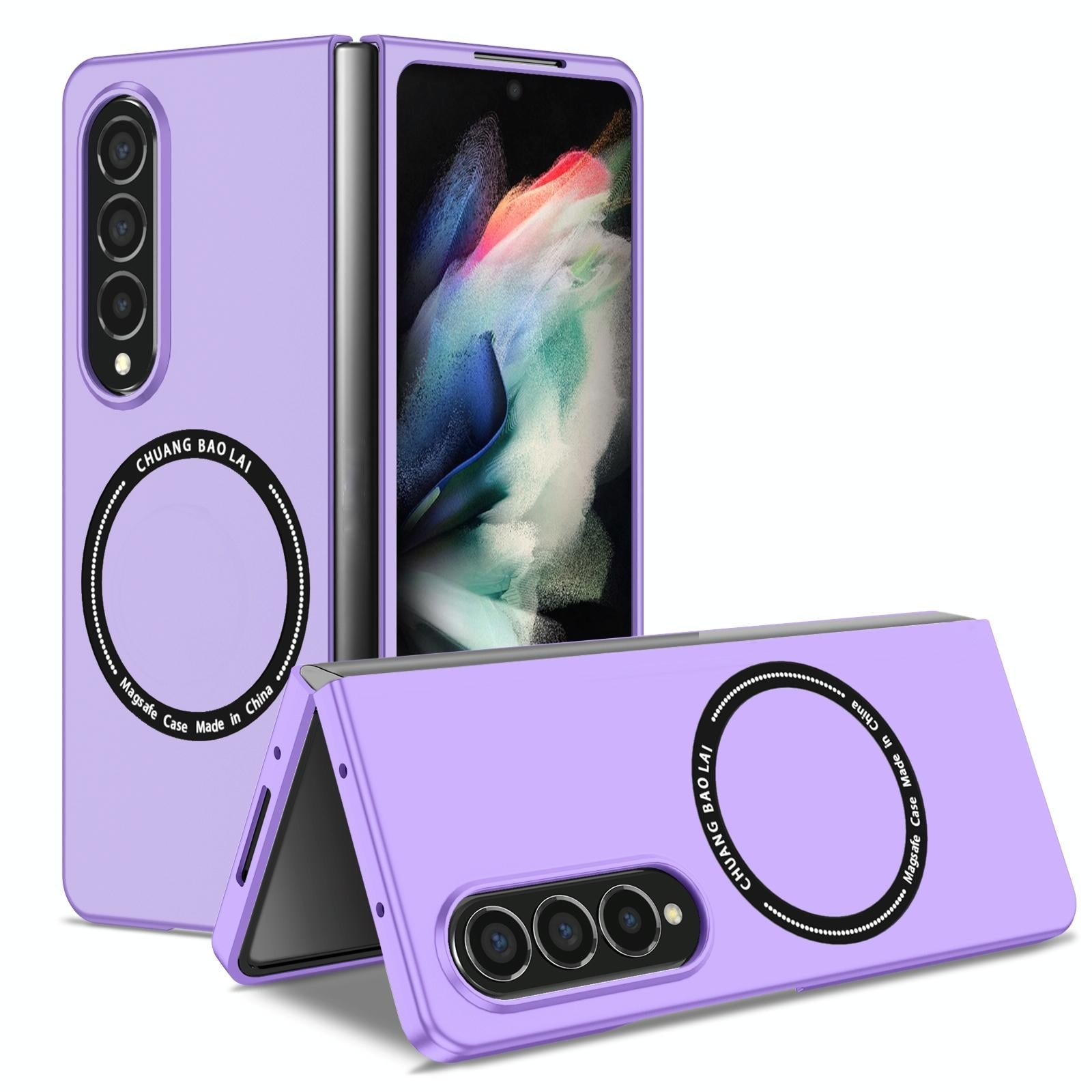 V562-H401496300ADE-202503211245-00 For Samsung Galaxy Z Fold4 5G Secure & Portable Magnetic Folding Case - Purple - Image 1
