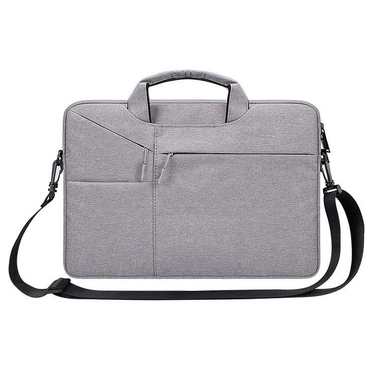 V562-HL7025BL-202502281821-00 13.3 Inch Laptop Handbag With Hidden Strap And Suitcase Belt - Waterproof And Tear-Resistant - Light Grey - Image 1
