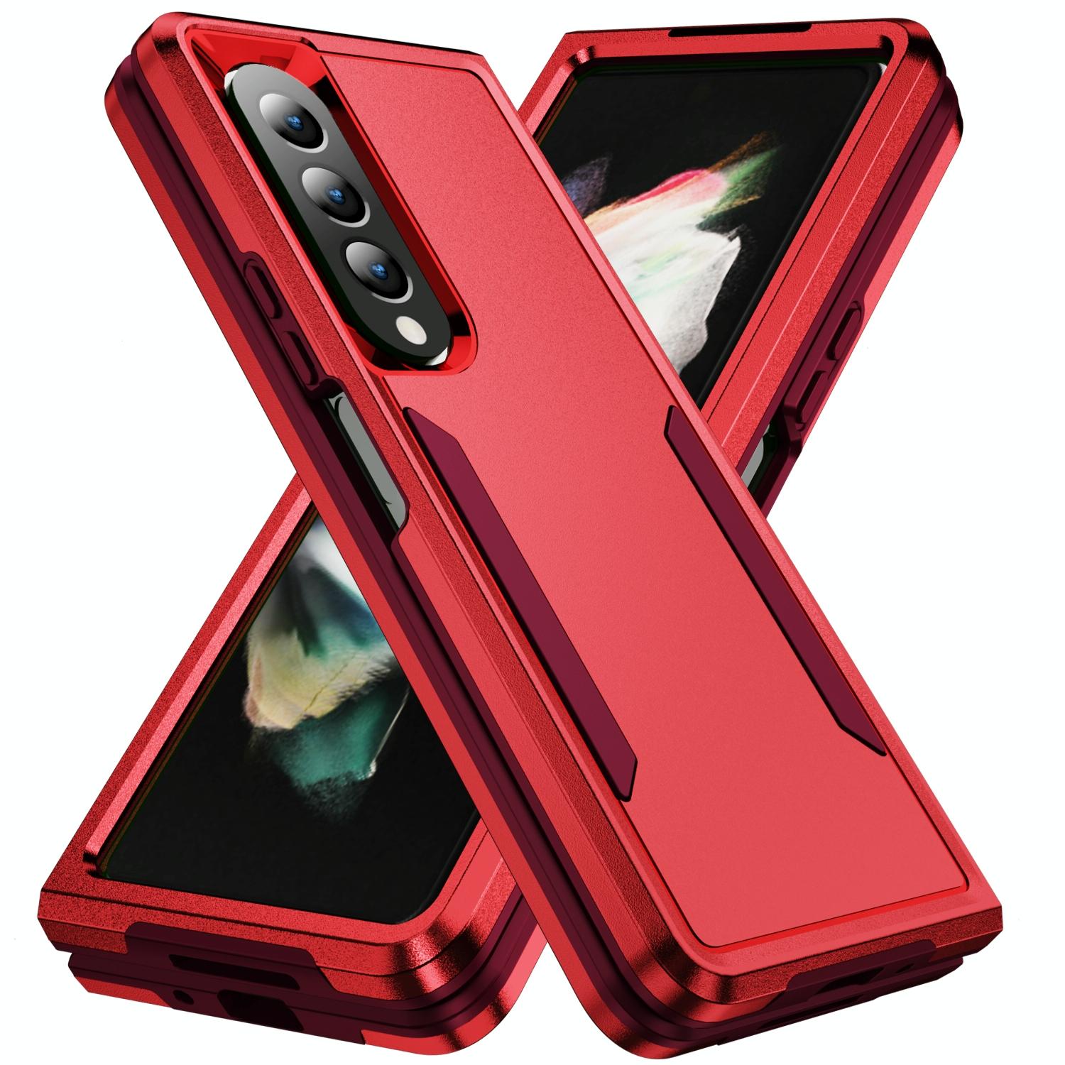 V562-I100254300ADE-202505291337-00 For Samsung Galaxy Z Fold4 5G Shockproof Pc Tpu Case - Red - Image 1