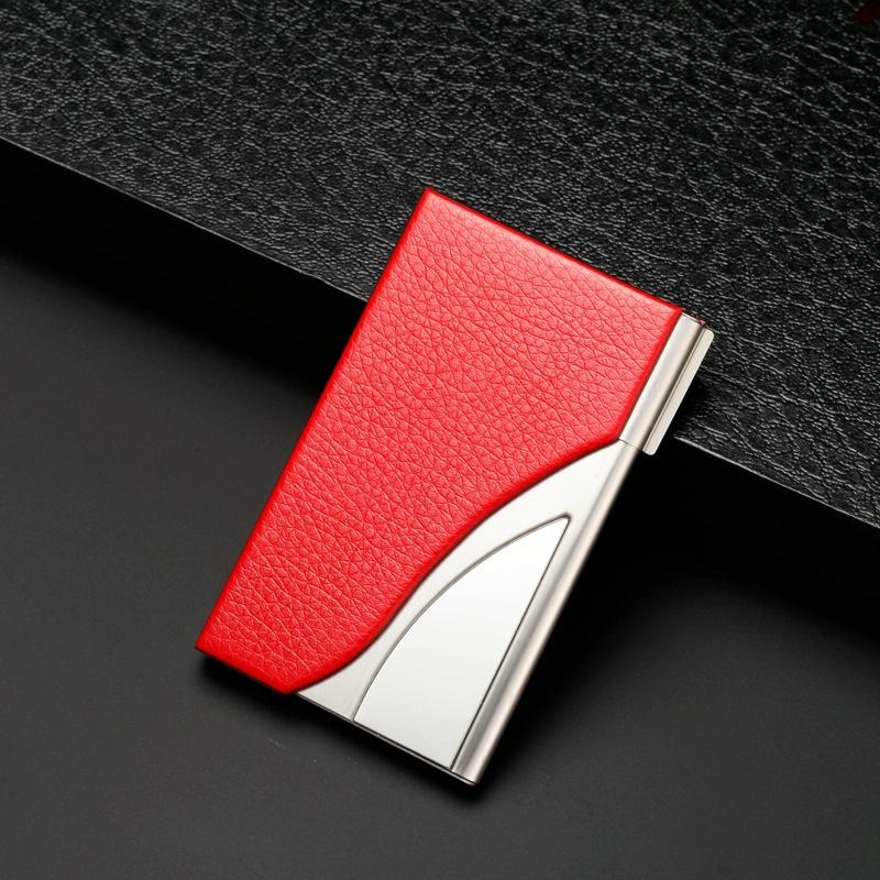 V562-J1036022750DBT-202503281925-00 Stainless Steel Business Card Case Large Capacity - Litchi Red - Image 1