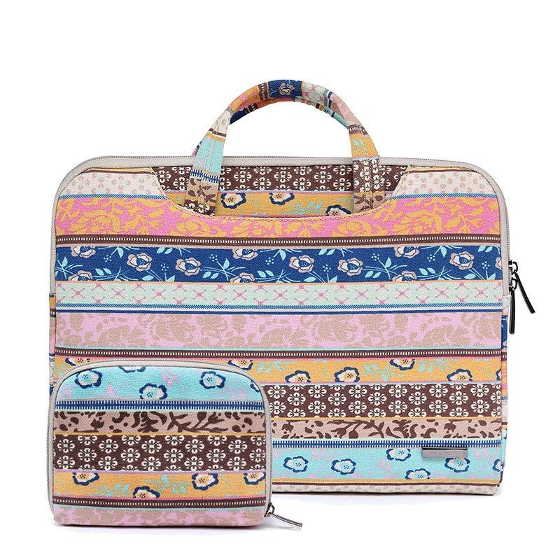 V562-J2027175950DBT-202502282146-00 13.3 Inch Simple Business Laptop Bag With Liner - Ls-116 - Canvas Vintage Pattern Pink - Image 1