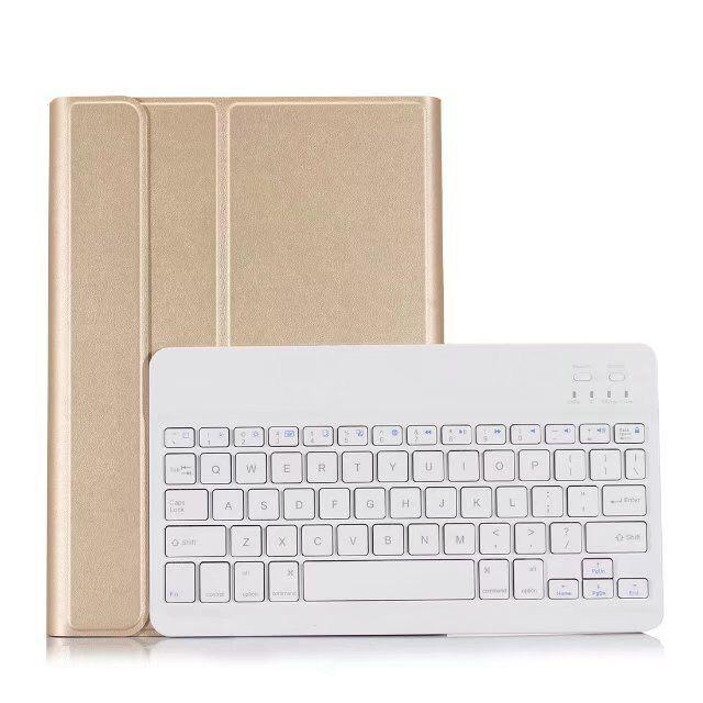 V562-J7020D6PI-202504291910-00 Bluetooth Keyboard & Leather Tablet Case For Ipad Pro / Air 9.7 2017 / 2018 - Detachable & Horizontal Flip With Holder - Gold - Image 1