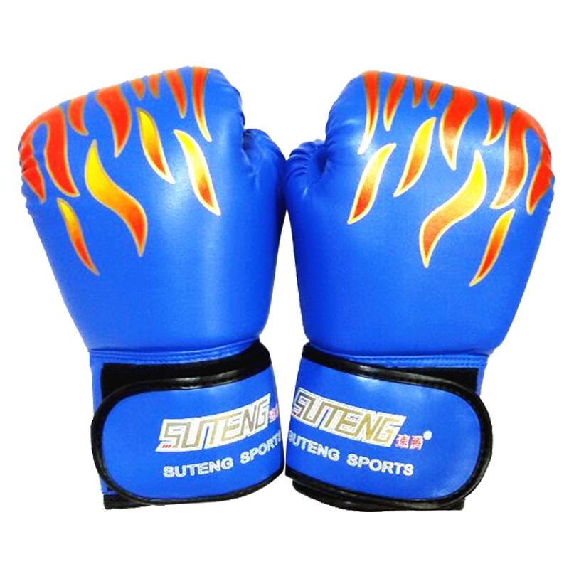 V562-L0156GO-202503072120-00 Adult Flame Pattern Pu Leather Boxing Gloves - Fitness - Blue - Image 1