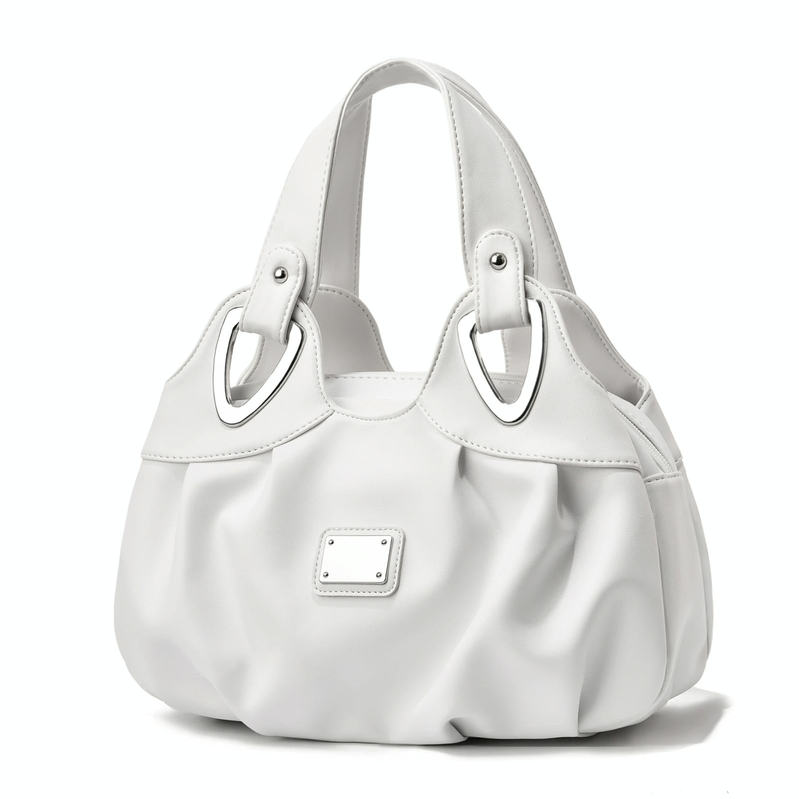 V562-N1094522060DBT-202504251710-00 Soft Leather Women Handbag - White Handle White - Image 1