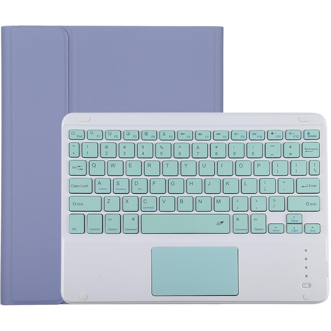 V562-P7065ORPI-202504291920-00 Bluetooth Keyboard & Tablet Case For Ipad 10.2 / Ipad Air 2019 - Detachable Touch Pad Pen Slot Holder - Microfiber Leather - Purple - Image 1
