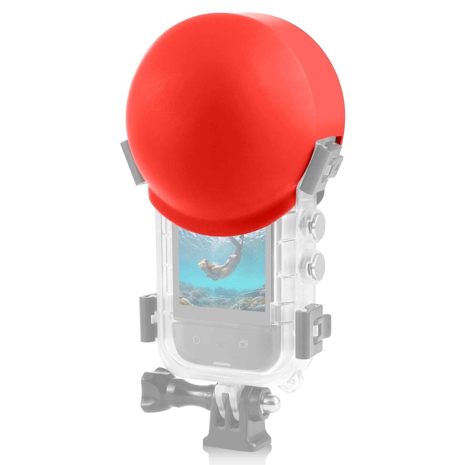 V562-R198UP-202502241710-00 Silicone Dive Case Lens Guard for Insta360 X3 / X4 - Invisible and Protective - Red - Image 1
