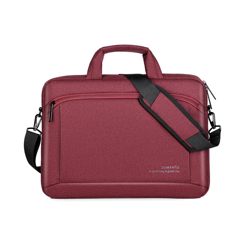 V562-RW8242GO-202502281831-00 Portable 15 Inch Laptop Leather Handbag For Business Briefcase - Wine Red - Image 1