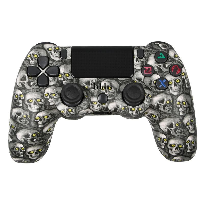 V562-U1025163060DBT-202503201946-00 Wireless Bluetooth Game Controller for Ps4 with Dual Vibration and Light Strip - Green Eye Skull - Image 1