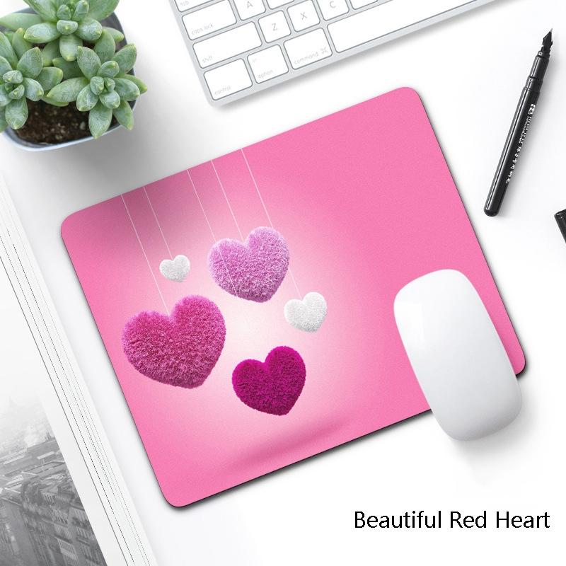 V562-X1000802750DBT-202505261232-00 6 Piece Non Slip Mouse Pad Set 21 X 26Cm Thick Rubber Anti Skid Durable - Beautiful Red Heart - Image 1
