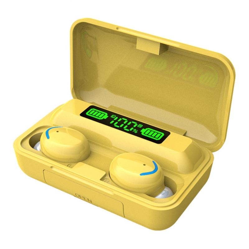 V562-Y2601D6PI-202505261705-00 Macaron Bluetooth Earphones with Led Display and Noise Reduction - Yellow - Image 1