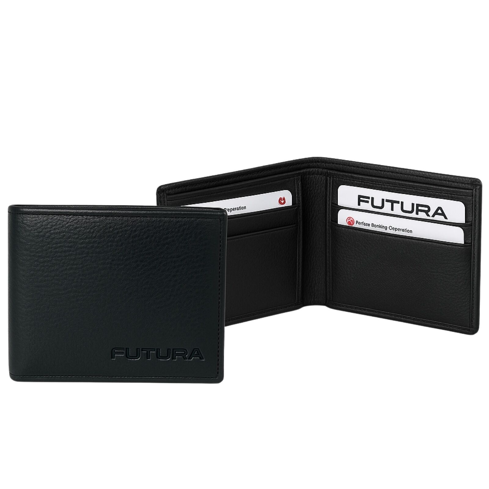V563-00377L-BLACK-202505141829-00 Futura Mens RFID Protected Slim Genuine Leather Wallet - Black - Image 1