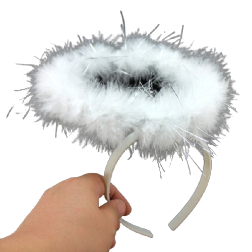 V563-10010-WHITE-184692-00 ANGEL HEADBAND Fairy Halo Hair Hoop Costume Dress Up Party Xmas Headpiece - Image 1
