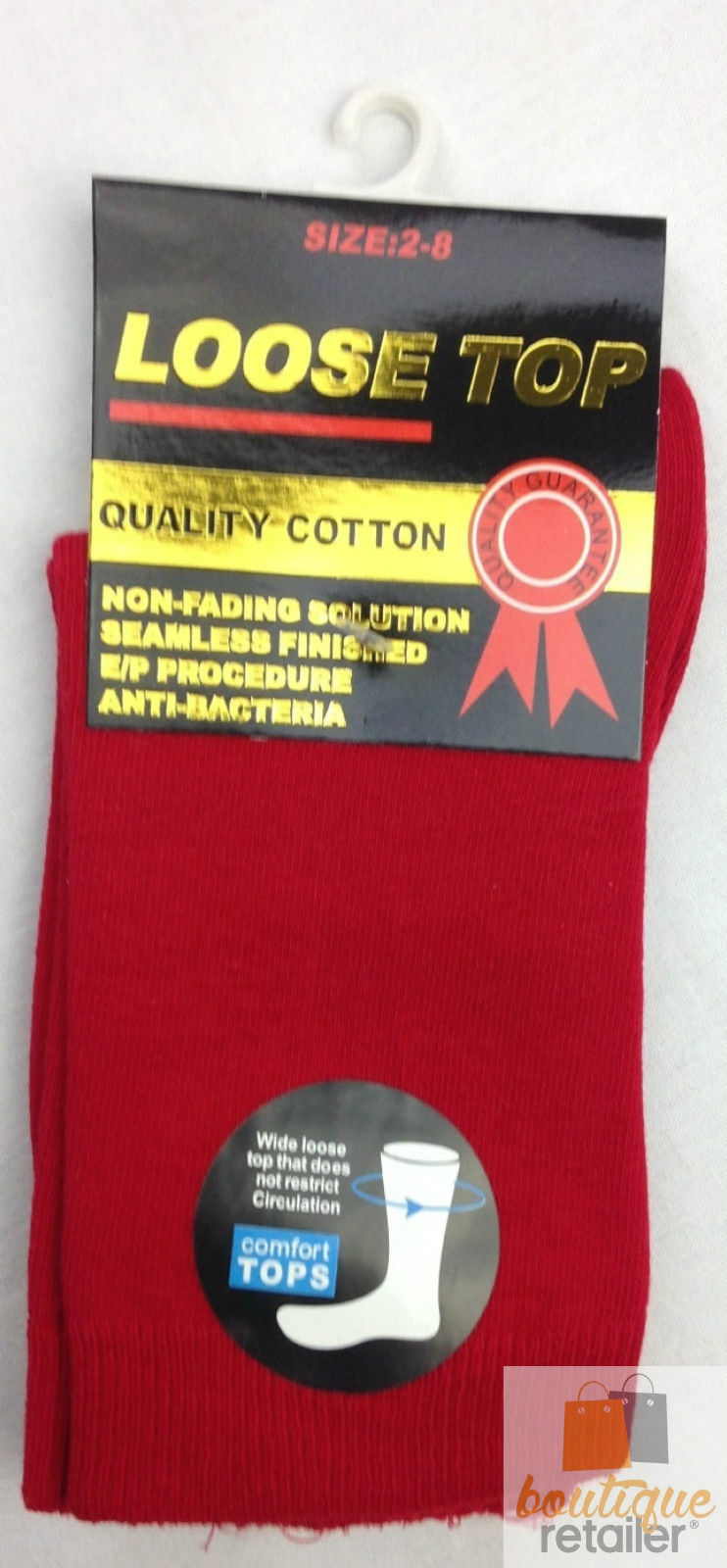 V563-10COTTONLTSOX-RED2-8-202503051820-00 10x Pairs COTTON Rich LOOSE TOP SOCKS Medical Circulation Diabetic Comfort BULK - - - Image 1