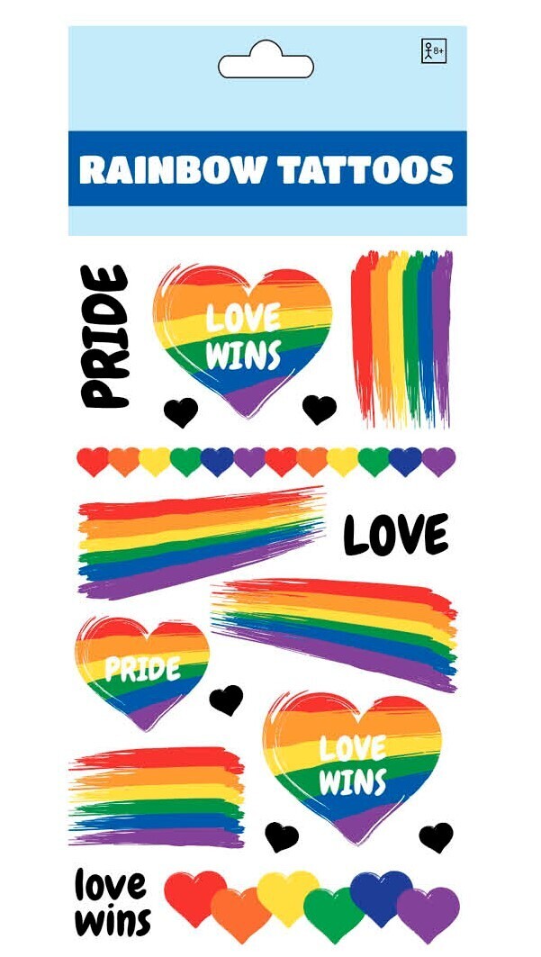 V563-11088-04-205036-00 17x Rainbow Tattoos Pride Temporary Waterproof Gay Pride Stickers Mardi Gras - Image 1