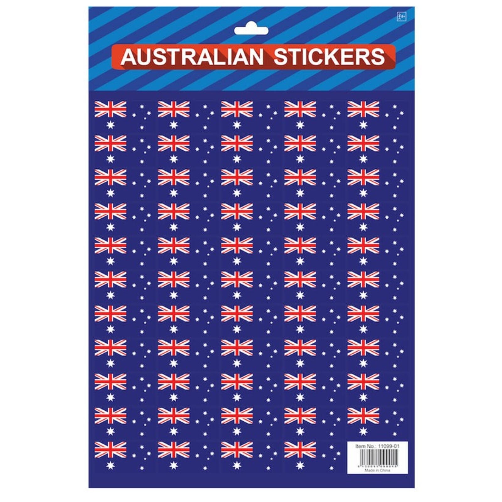 V563-11099-01-214070-00 Australian Flag Stickers – A4 Sheet of Festive Stickers for Australia Day Celebrations - Image 1
