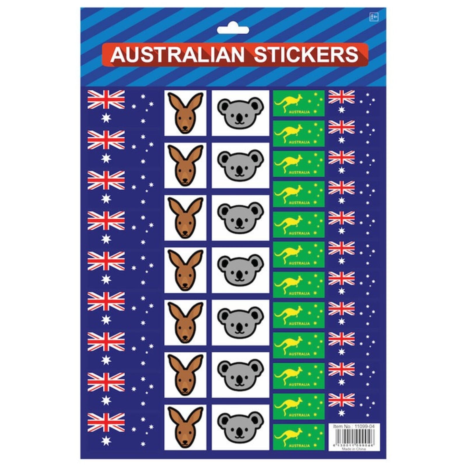 V563-11099-04-218197-00 Australian Flag Stickers – A4 Sheet of Festive Stickers for Australia Day Celebrations - Image 1