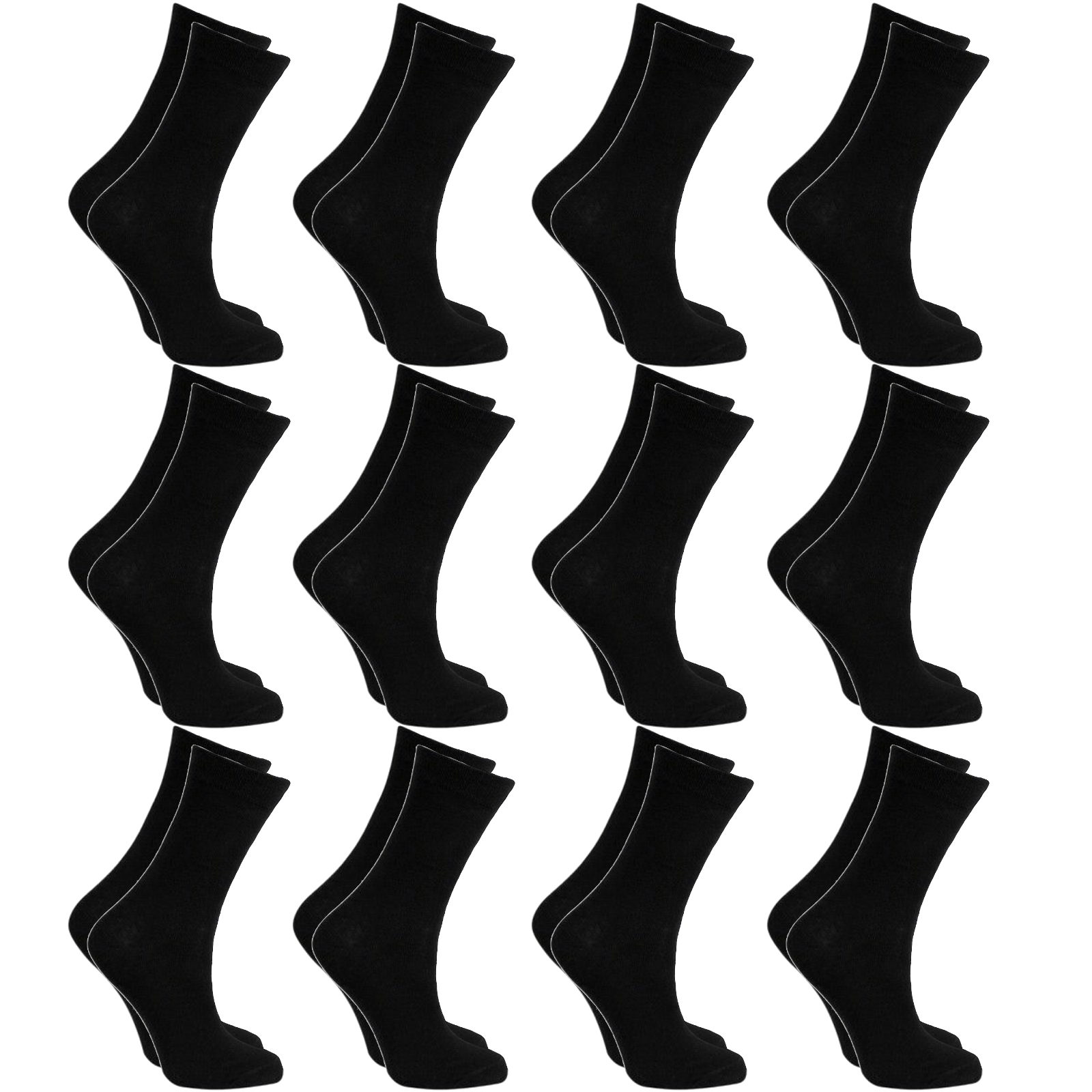 V563-12SCHOOLSOCKS-BLK13-3-202503051820-00 12x Pairs SCHOOL SOCKS Plain Cotton Rich Girls Boys School Uniform BULK - Black 13-3 - Image 1